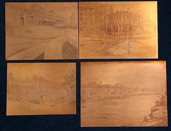 Edgar Holloway (1914-2008) 4 copper etching plates